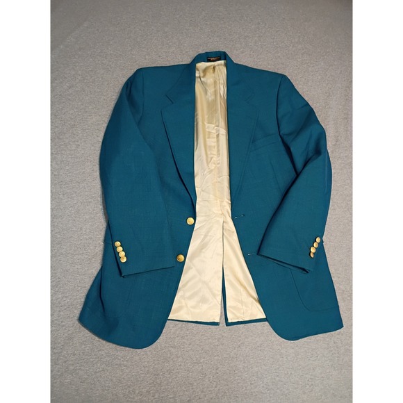 Michael Sterns Other - Michael Sterns Vintage Mens Teal Blue Blazer Gold Crest Buttons Made in USA